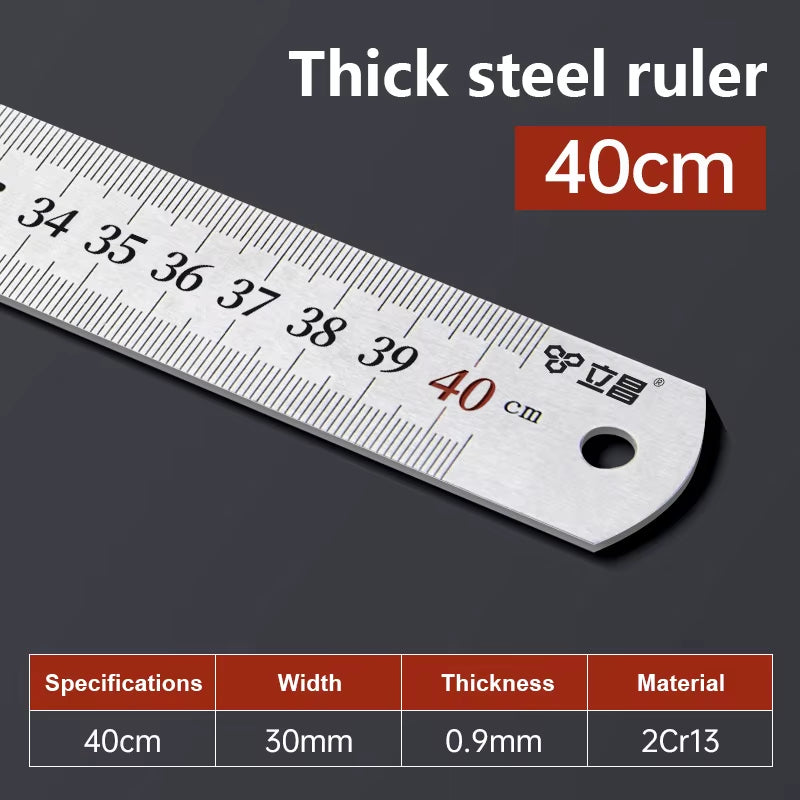 1Pcs 15/20/30/40/50/60100Cm Stainless Steel Metal Straight Ruler for Home School Precision Measuring Tool Drawing Tool Supplies