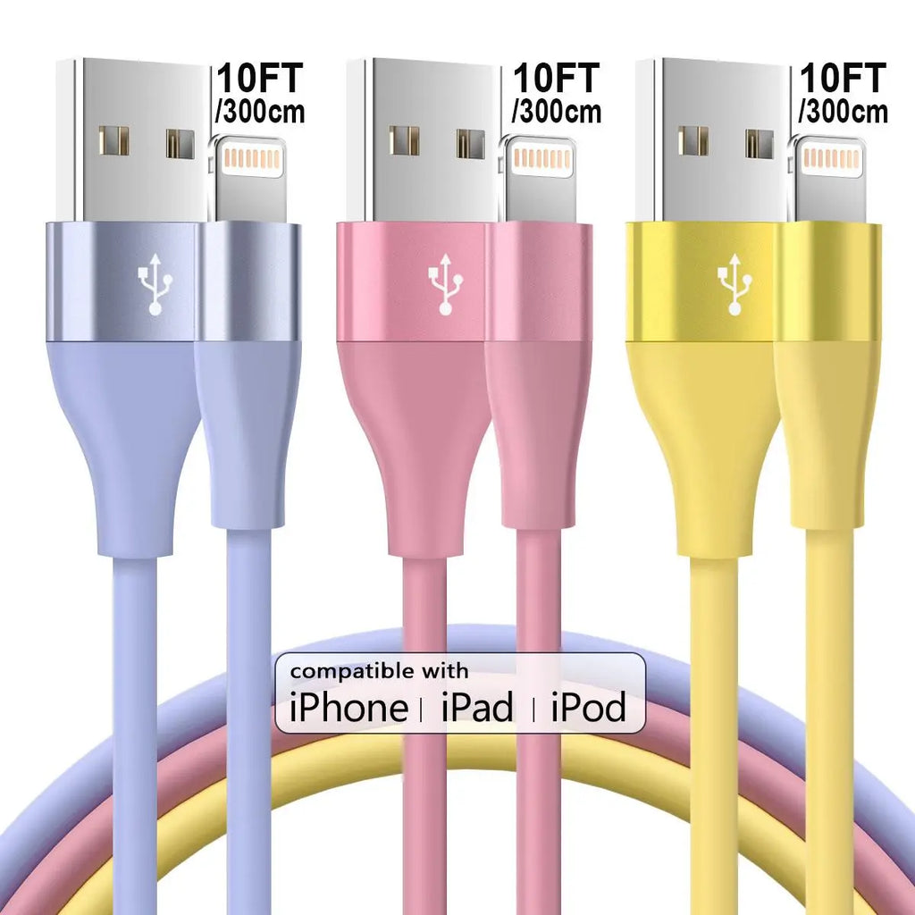 10Ft Fast Charging Data Cable, [Apple Mfi Certified] USB-A for Lightning Connector Fast Charging Data Cable, Phone Accessories Compatible with Iphone 14 13 12 11 Pro Max XR XS X 8 7 6 plus SE Ipad Mini