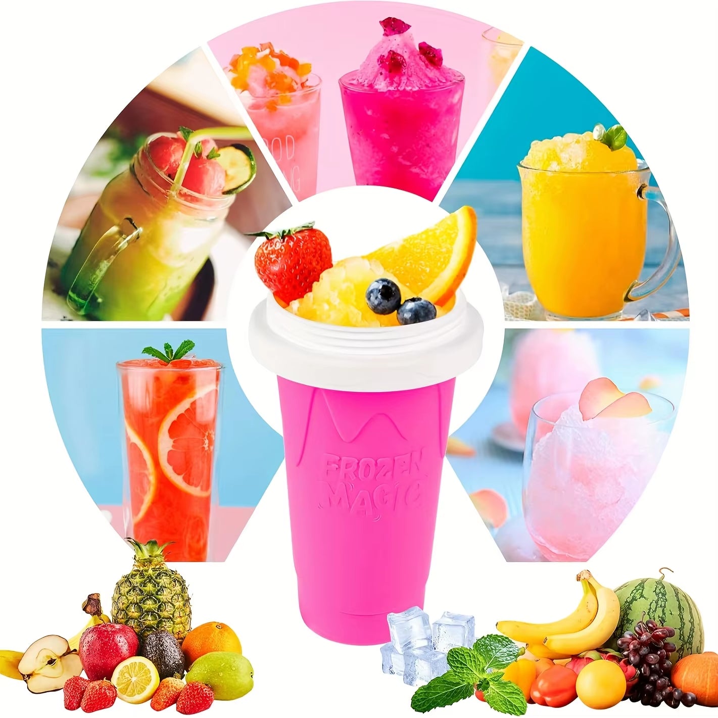 Creative Slushy Maker Cup with Straw DIY Magic Slushy Maker Squeeze Cup Fasting Cooling Make Cup for Milk Shake Slushies