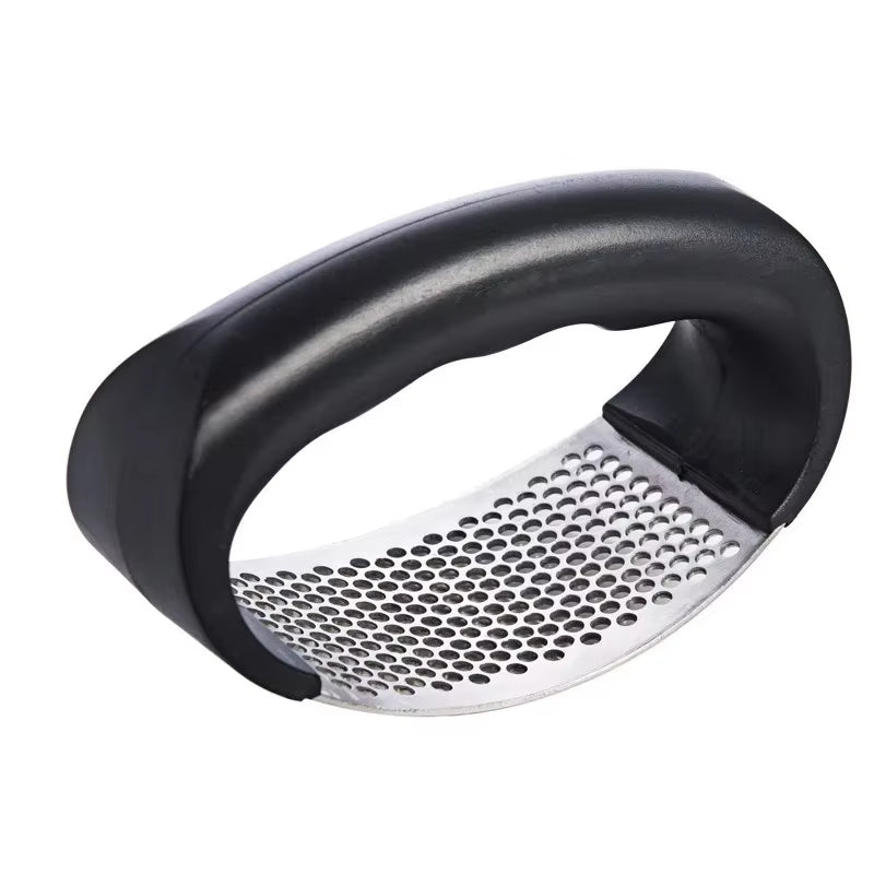 Arc-Shaped Garlic Press, Garlic Puree Press Household Stainless Steel Garlic Spater for Pressing Garlic Puree and Beating Garlic