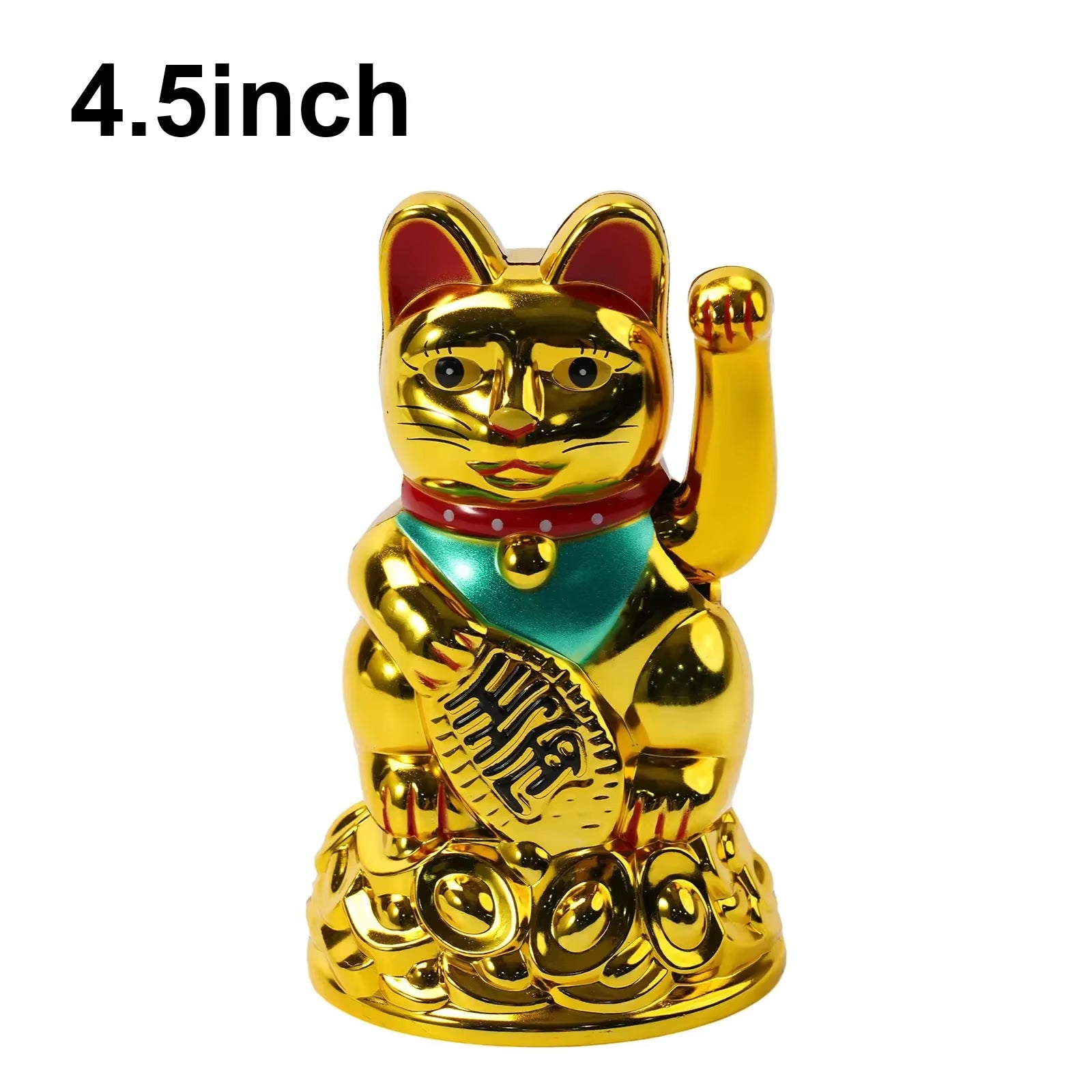 For Electric Waving Hand Ingot Lucky Cat Chinese Lucky Waving Cat Beckoning Maneki Neko Gold Fortune Feng Shui a Golden Stand