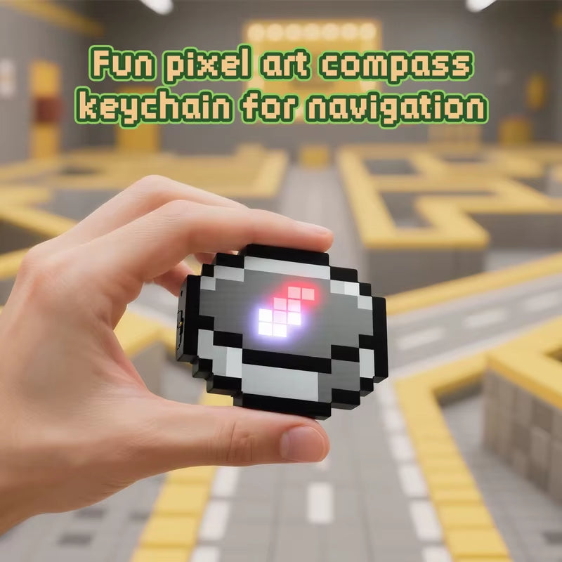 Fun Pixel Wind Design Compass Toy Unique Gaming Peripheral Keychain Rechargeable Glowing Toys for Real-World Gamers Fans Gifts