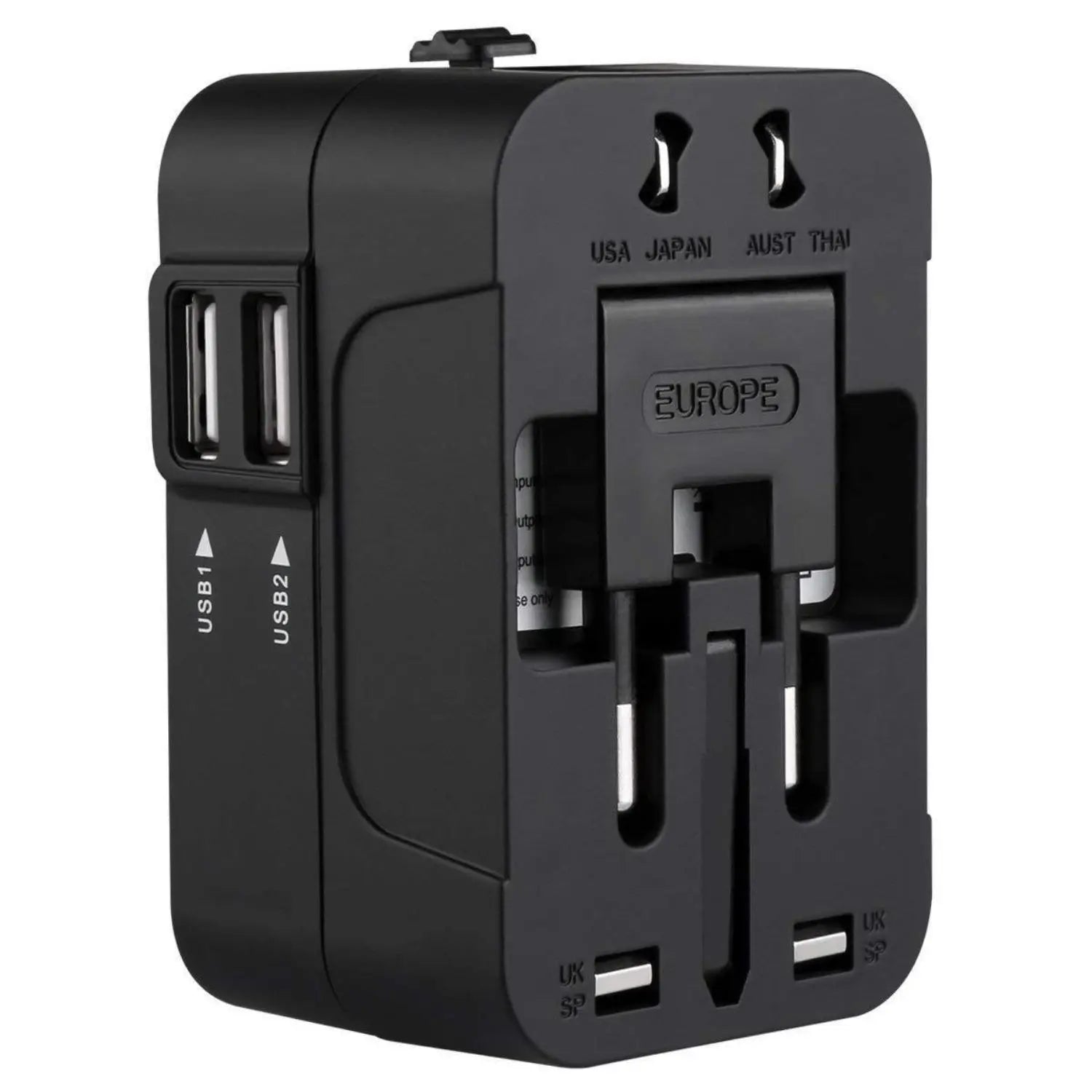 Universal Travel Plug Adapter, Universal Worldwide Travel Adapter, 2 USB Ports World Travel AC Power USB Multi Plug Adapter, Non-Fusion AC Power Adapter, Safety Surge Protector Outlet Universal Socket Adapters, USB Plug In