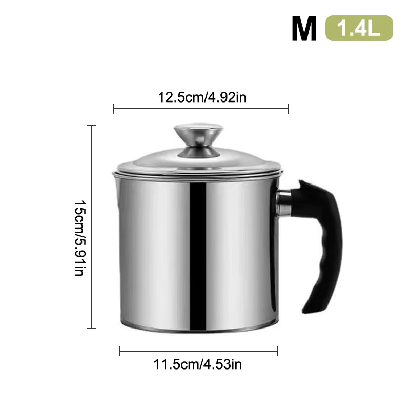 Durable Stainless Steel Oil Pot with Built-In Filter, Easy to Install Design, Leak-Proof and Convenient, Kitchen and Restaurant