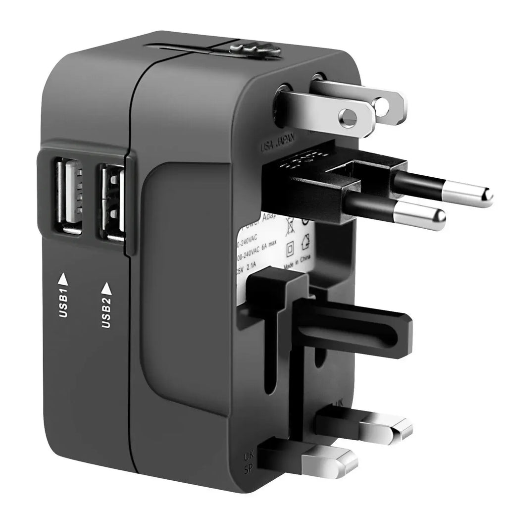 Universal Travel Plug Adapter, Universal Worldwide Travel Adapter, 2 USB Ports World Travel AC Power USB Multi Plug Adapter, Non-Fusion AC Power Adapter, Safety Surge Protector Outlet Universal Socket Adapters, USB Plug In