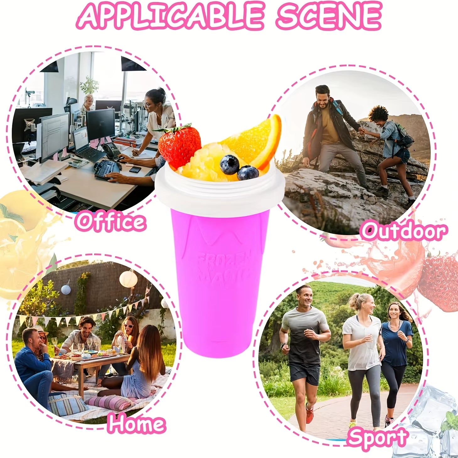 Creative Slushy Maker Cup with Straw DIY Magic Slushy Maker Squeeze Cup Fasting Cooling Make Cup for Milk Shake Slushies