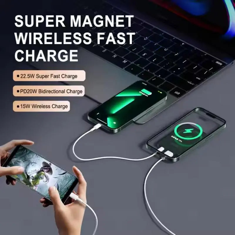 10000Mah Magnetic Wireless Fast-Charging Power Bank with LED Display, Portable Universal Power Bank for Iphone 15/14/13/12 Series (Pro/Mini/Pro Max)