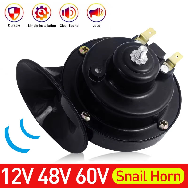 12V 48V 60V Super Loud Motorcycle Waterproof Snail Horn Sound Monophonic Scooters Motorcycle Accessories Electric Moped Horn