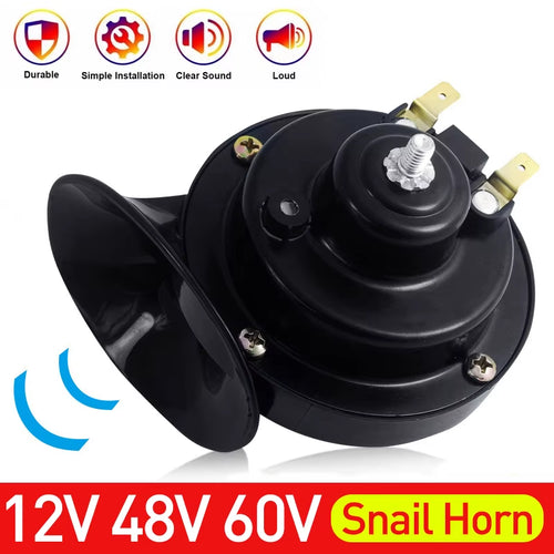 12V 48V 60V Super Loud Motorcycle Waterproof Snail Horn Sound Monophonic Scooters Motorcycle Accessories Electric Moped Horn