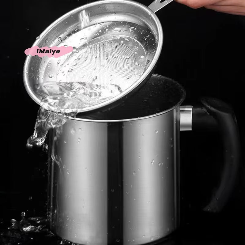 Durable Stainless Steel Oil Pot with Built-In Filter, Easy to Install Design, Leak-Proof and Convenient, Kitchen and Restaurant