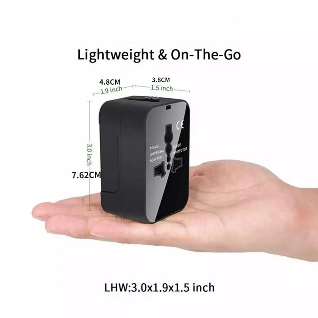 Universal Travel Plug Adapter, Universal Worldwide Travel Adapter, 2 USB Ports World Travel AC Power USB Multi Plug Adapter, Non-Fusion AC Power Adapter, Safety Surge Protector Outlet Universal Socket Adapters, USB Plug In