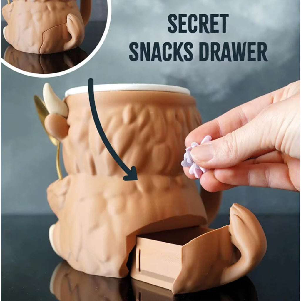 Highland Cow Ice Cream Pint Holder with Anti-Freeze Handle, Cute Animal Snack Tub for Kids, Portable for Yogurt, Dessert Party