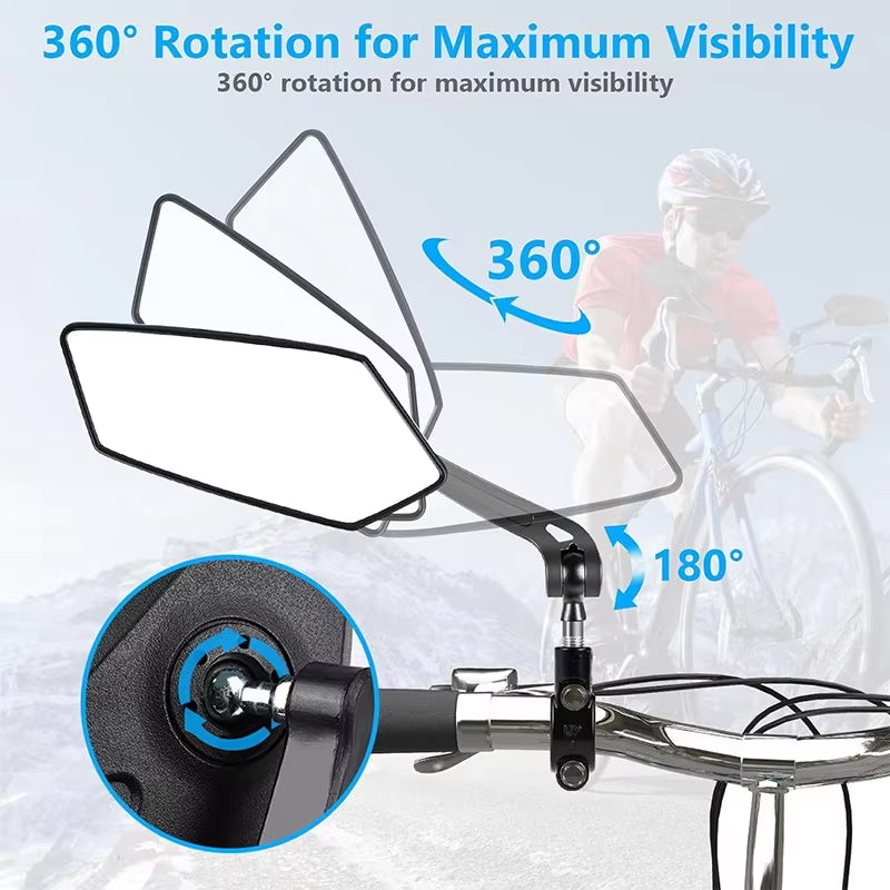 Bike Rearview Mirror Reflector Adjustable Rotatable Handlebar Mirror Clear Rearview Electric Scooter Cycling Bicycle Accessories