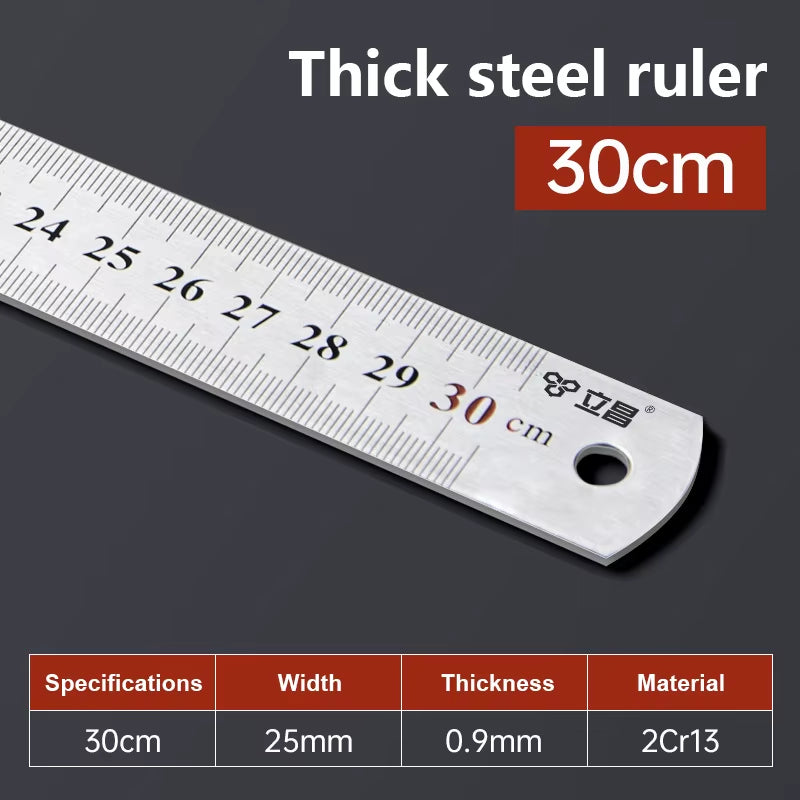 1Pcs 15/20/30/40/50/60100Cm Stainless Steel Metal Straight Ruler for Home School Precision Measuring Tool Drawing Tool Supplies
