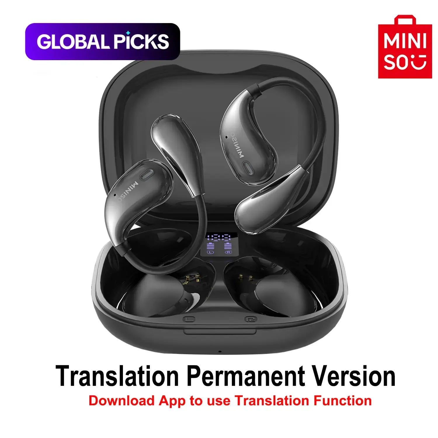 MINISO X33 Translation Wireless Earbuds, Open-Ear BT 6.0 Headset, Supports 134 Languages, Real-Time Translation Headset (App Required), Gaming BT Earphones with Hi-Fi Sound, Compatible with Android & Ios, True Wireless Earbuds