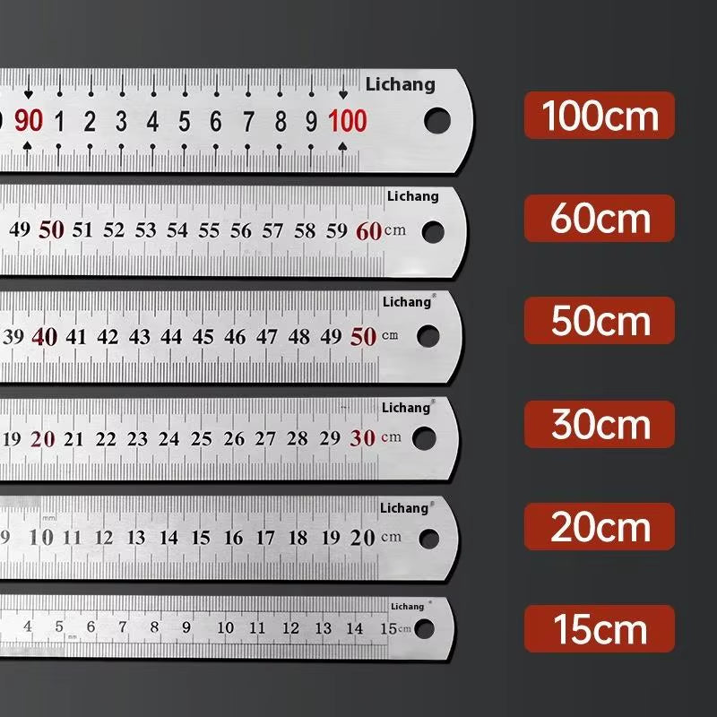 1Pcs 15/20/30/40/50/60100Cm Stainless Steel Metal Straight Ruler for Home School Precision Measuring Tool Drawing Tool Supplies