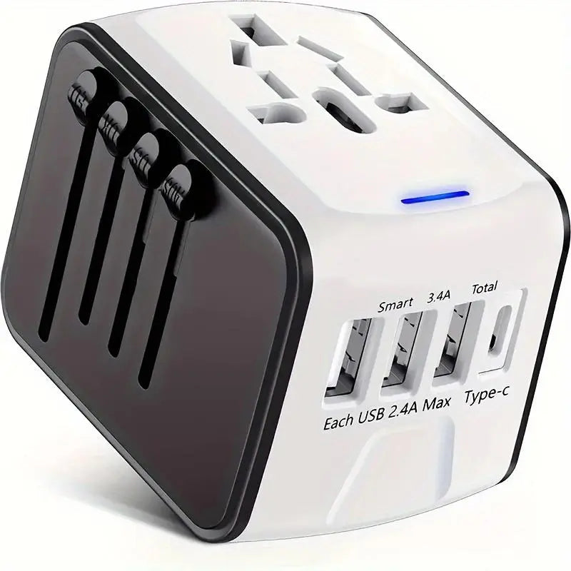 Universal Travel Plug Adapter, Worldwide Travel Wall Charger with 2 USB Ports, Multifunctional Phone Charging Converter for Home, Office & Travel