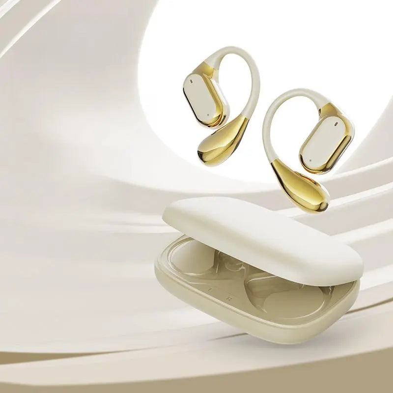 Wireless Ear Hanging Earphone, Ergonomic Design Earbuds with Charging Case, Bluetooth-Compatible Fashionable Earbuds for Business Calls, Foldable Headset