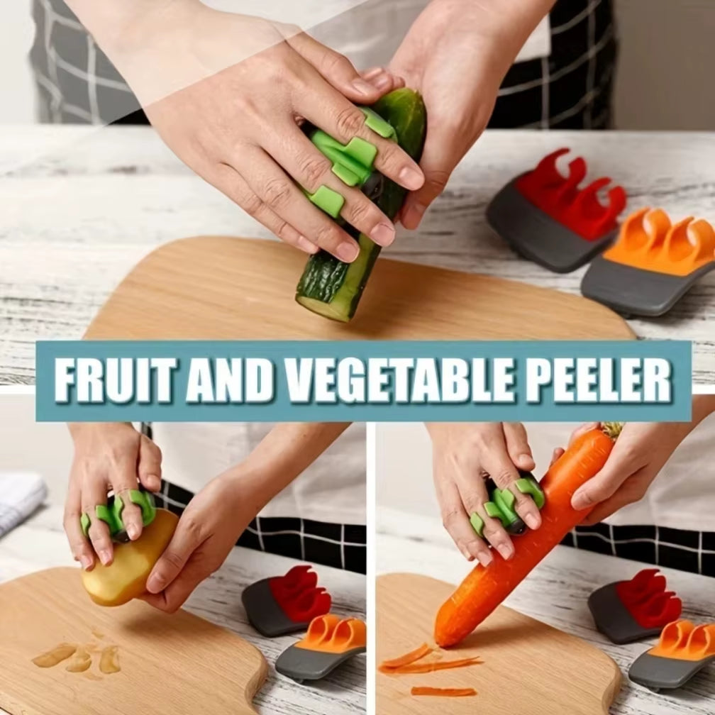 1Pc Stainless Steel Handheld Vegetable Peeler with Rubber Finger Grip Comfortable Palm Peeler Suitable for Carrots, Etc