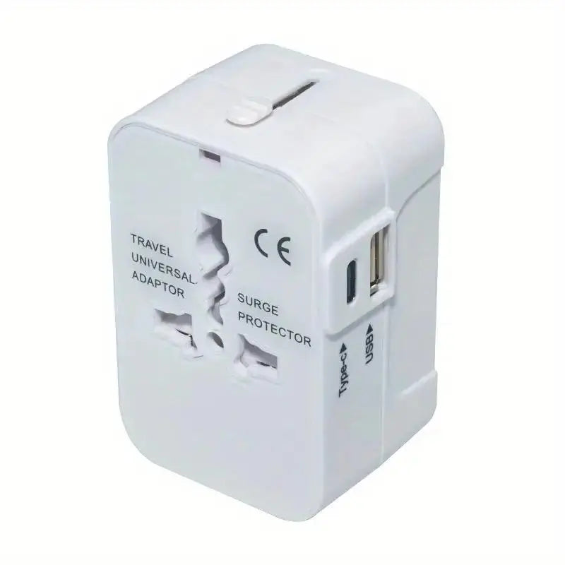 Universal Travel Plug Adapter, Worldwide Travel Wall Charger with 2 USB Ports, Multifunctional Phone Charging Converter for Home, Office & Travel