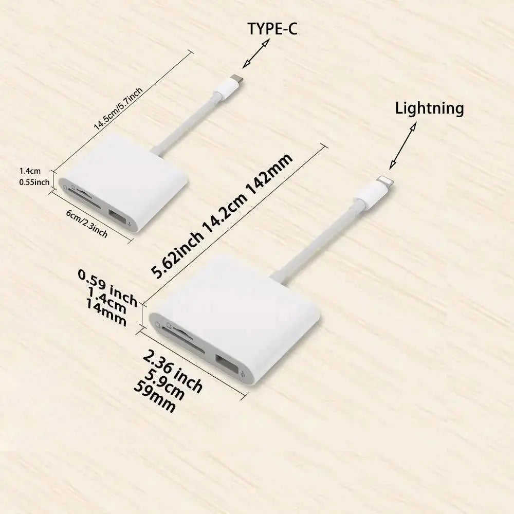 SD Card Reader OTG Adapter for Iphone, Memory Card Reader with USB Camera Adapter, Plug & Play Trail Game Camera SD Card Viewer for Ipad, SD Cards Reader