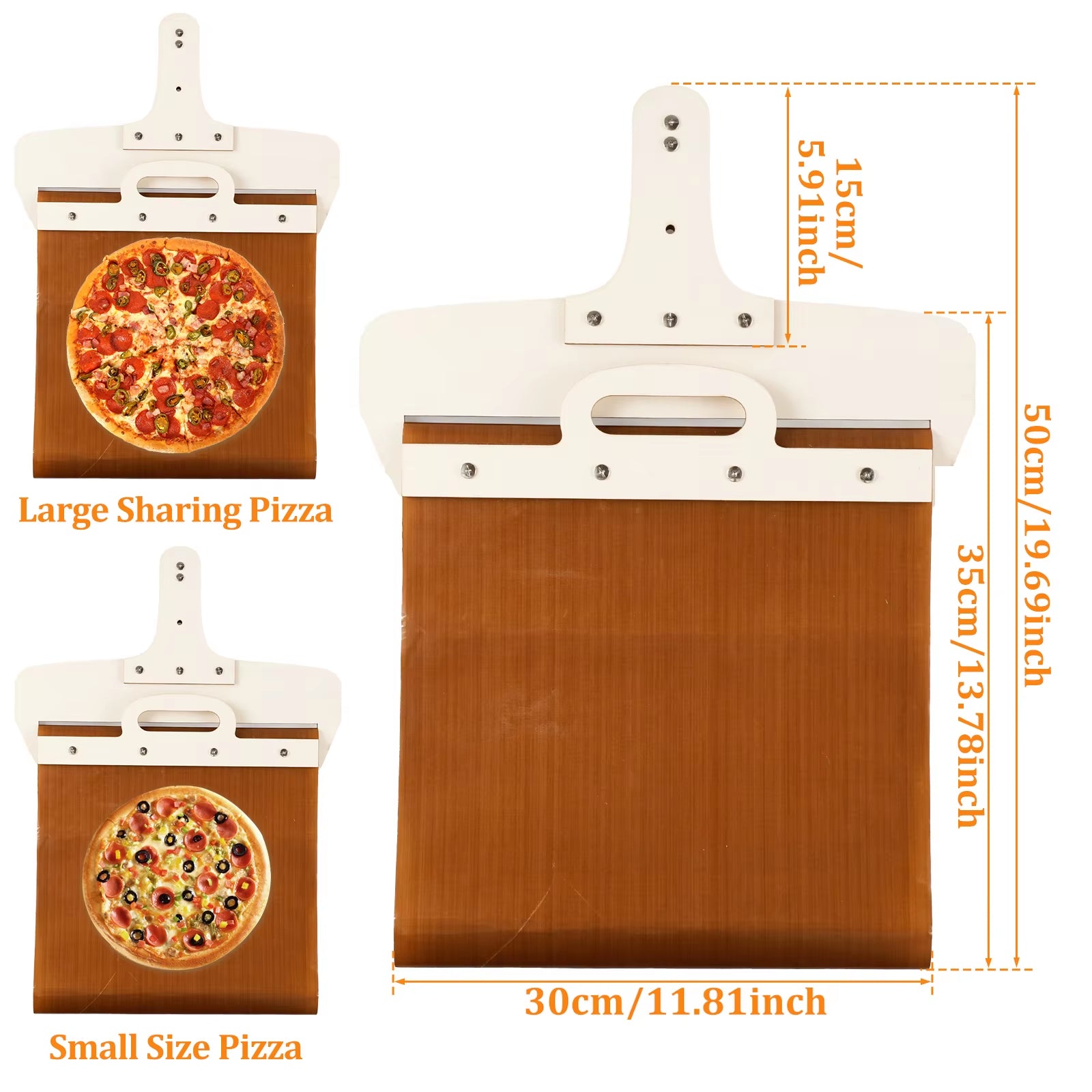 Sliding Pizza Peel Non-Stick Sliding Pizza Shovel with Detachable Wood Handle Effortless to Clean Sliding Pizza Shovel for Oven