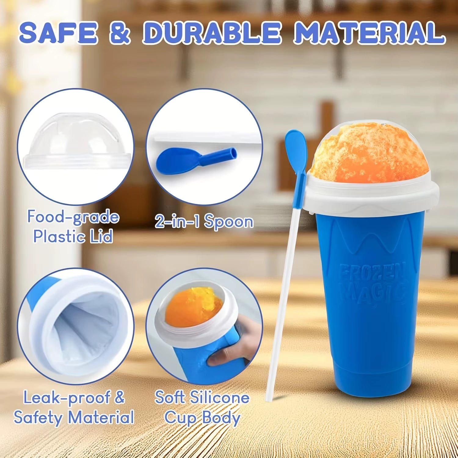 Creative Slushy Maker Cup with Straw DIY Magic Slushy Maker Squeeze Cup Fasting Cooling Make Cup for Milk Shake Slushies