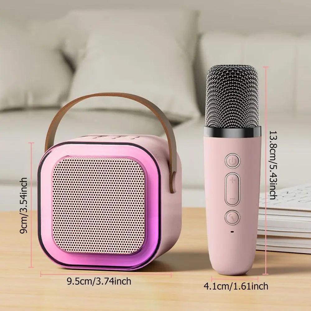 Wireless Karaoke Speaker with 2 Wireless Microphones, Rechargeable Hifi Stereo Sound KTV Speaker System, Wireless Speaker with RGB Colorful LED Lights, Portable Karaoke Machine
