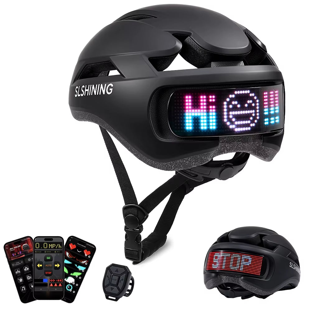 LED Bike Helmet with LED Display Screen Taillight Smart APP Control Bicycle Helmet Road MTB Cycling Helmets
