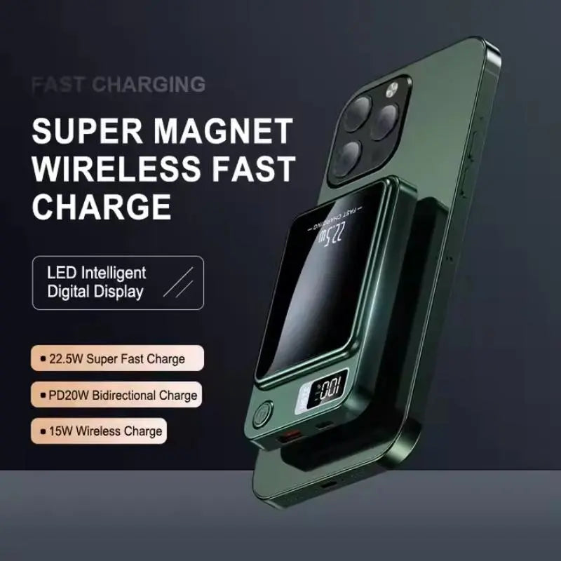10000Mah Magnetic Wireless Fast-Charging Power Bank with LED Display, Portable Universal Power Bank for Iphone 15/14/13/12 Series (Pro/Mini/Pro Max)