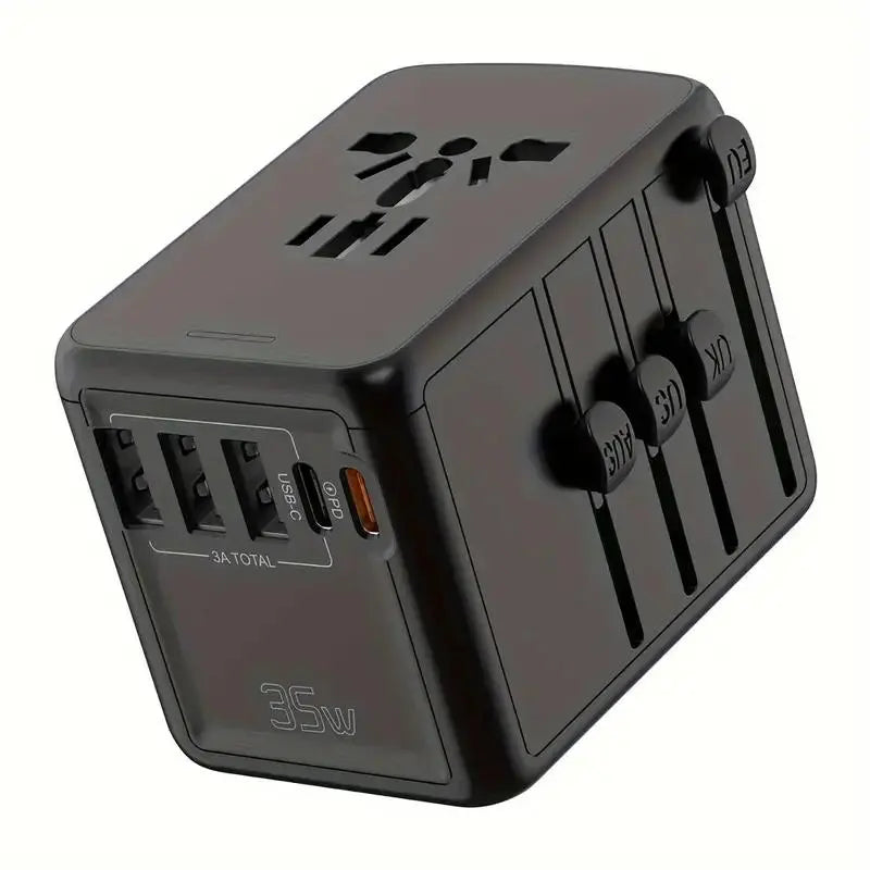 Universal Travel Plug Adapter, Worldwide Travel Wall Charger with 2 USB Ports, Multifunctional Phone Charging Converter for Home, Office & Travel