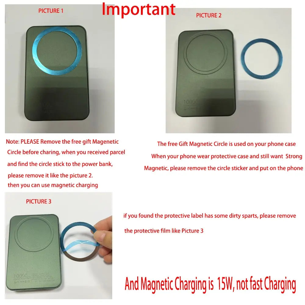 10000Mah Magnetic Wireless Fast-Charging Power Bank with LED Display, Portable Universal Power Bank for Iphone 15/14/13/12 Series (Pro/Mini/Pro Max)