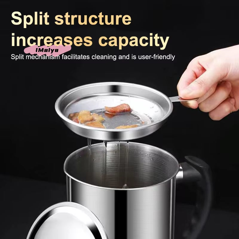 Durable Stainless Steel Oil Pot with Built-In Filter, Easy to Install Design, Leak-Proof and Convenient, Kitchen and Restaurant