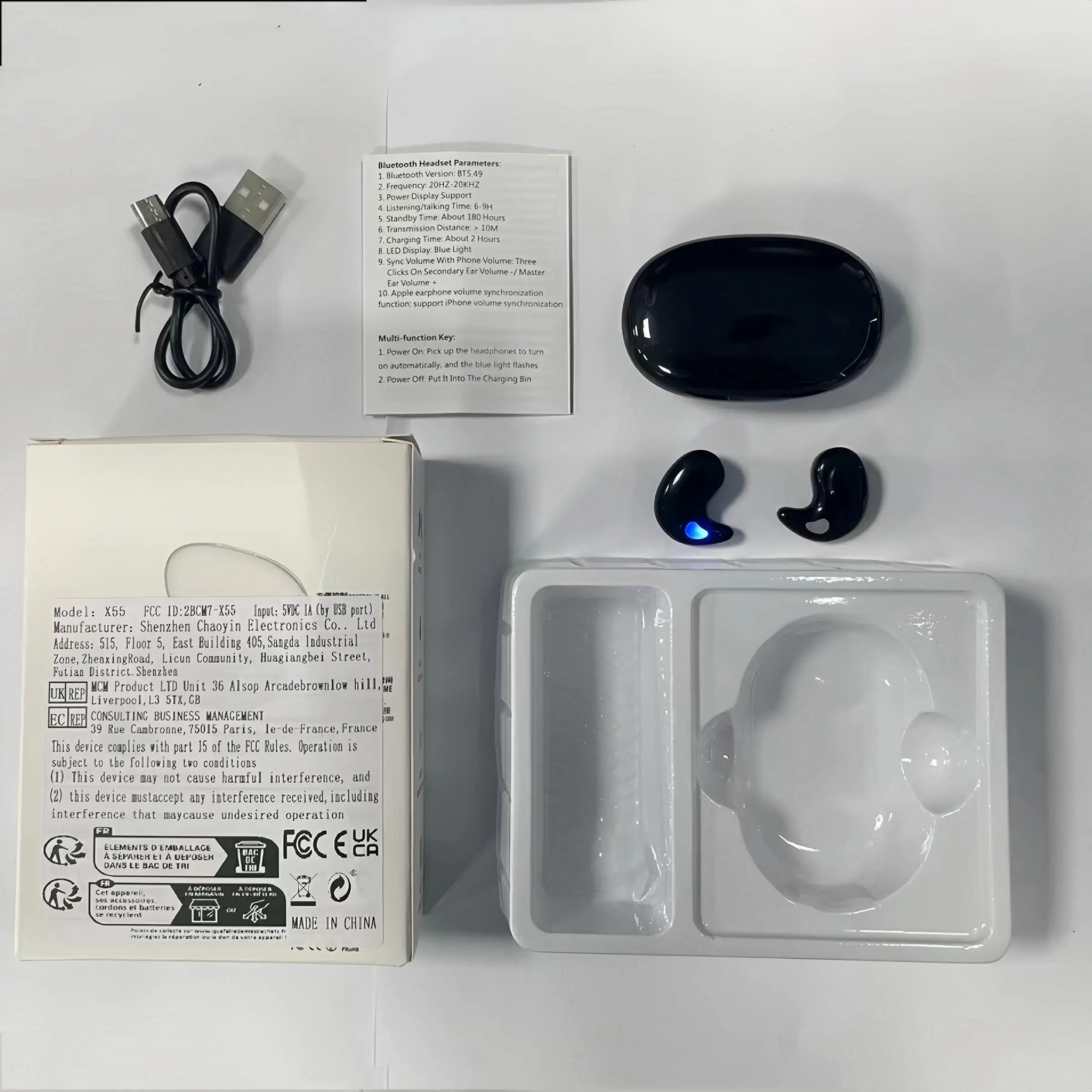 Wireless Earphone (1 Box), True Wireless Earbuds with Digital Display Charging Case, Bluetooth-Compatible Sleeping Earbuds for Sports, Gaming, Running, Swimming