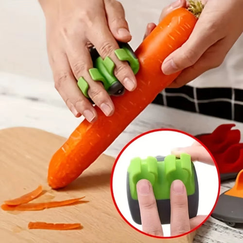 1Pc Stainless Steel Handheld Vegetable Peeler with Rubber Finger Grip Comfortable Palm Peeler Suitable for Carrots, Etc