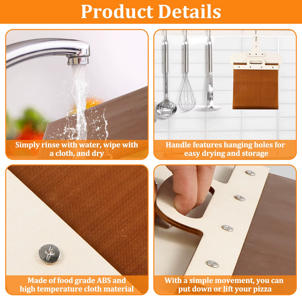 Sliding Pizza Peel Non-Stick Sliding Pizza Shovel with Detachable Wood Handle Effortless to Clean Sliding Pizza Shovel for Oven