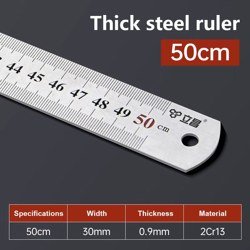 1Pcs 15/20/30/40/50/60100Cm Stainless Steel Metal Straight Ruler for Home School Precision Measuring Tool Drawing Tool Supplies