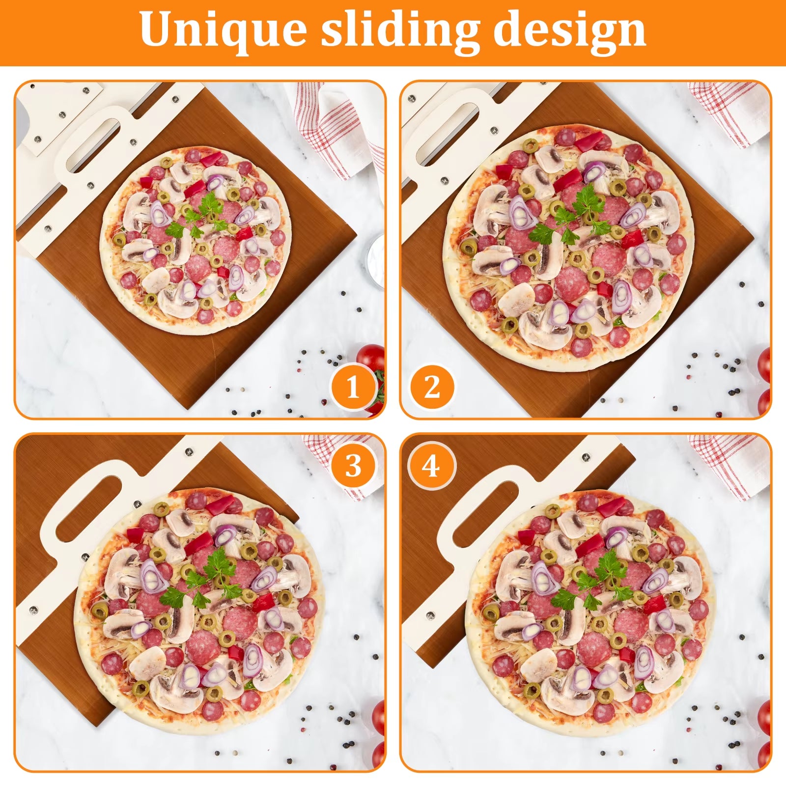 Sliding Pizza Peel Non-Stick Sliding Pizza Shovel with Detachable Wood Handle Effortless to Clean Sliding Pizza Shovel for Oven