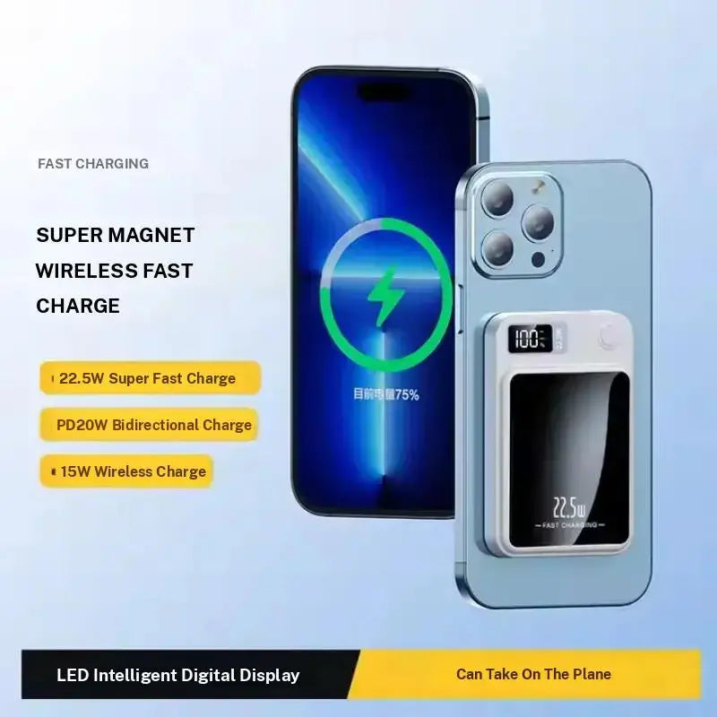 10000Mah Magnetic Wireless Fast-Charging Power Bank with LED Display, Portable Universal Power Bank for Iphone 15/14/13/12 Series (Pro/Mini/Pro Max)