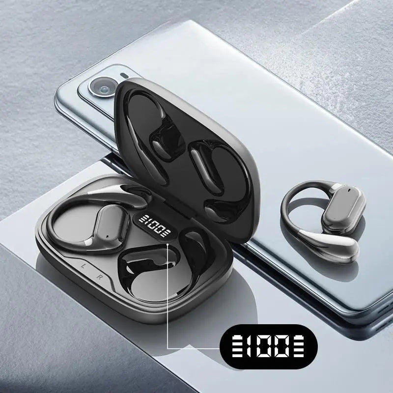 Wireless Ear Hanging Earphone, Ergonomic Design Earbuds with Charging Case, Bluetooth-Compatible Fashionable Earbuds for Business Calls, Foldable Headset