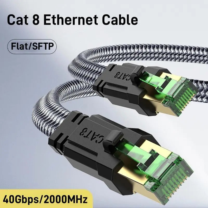 Cat 8 Ethernet Cable, High-Speed Braided 40Gbps 2000 Mhz Network Cord, Heavy Duty LAN Cable for Gaming PC, PS5, Xbox, Modem and Router #GLOBAL PICKS