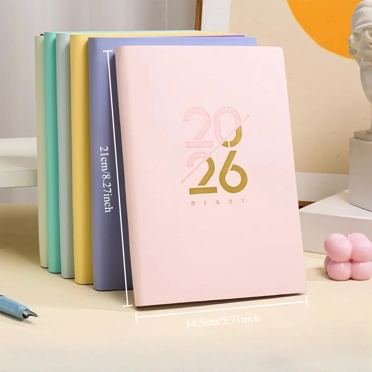 A5 PU Leather Cover Notebook, Weekly & Monthly Planner Diary, School Agenda Organizer, Learning Office Supplies, Multilingual Inner Pages