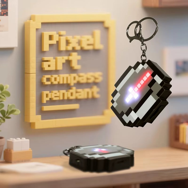 Fun Pixel Wind Design Compass Toy Unique Gaming Peripheral Keychain Rechargeable Glowing Toys for Real-World Gamers Fans Gifts