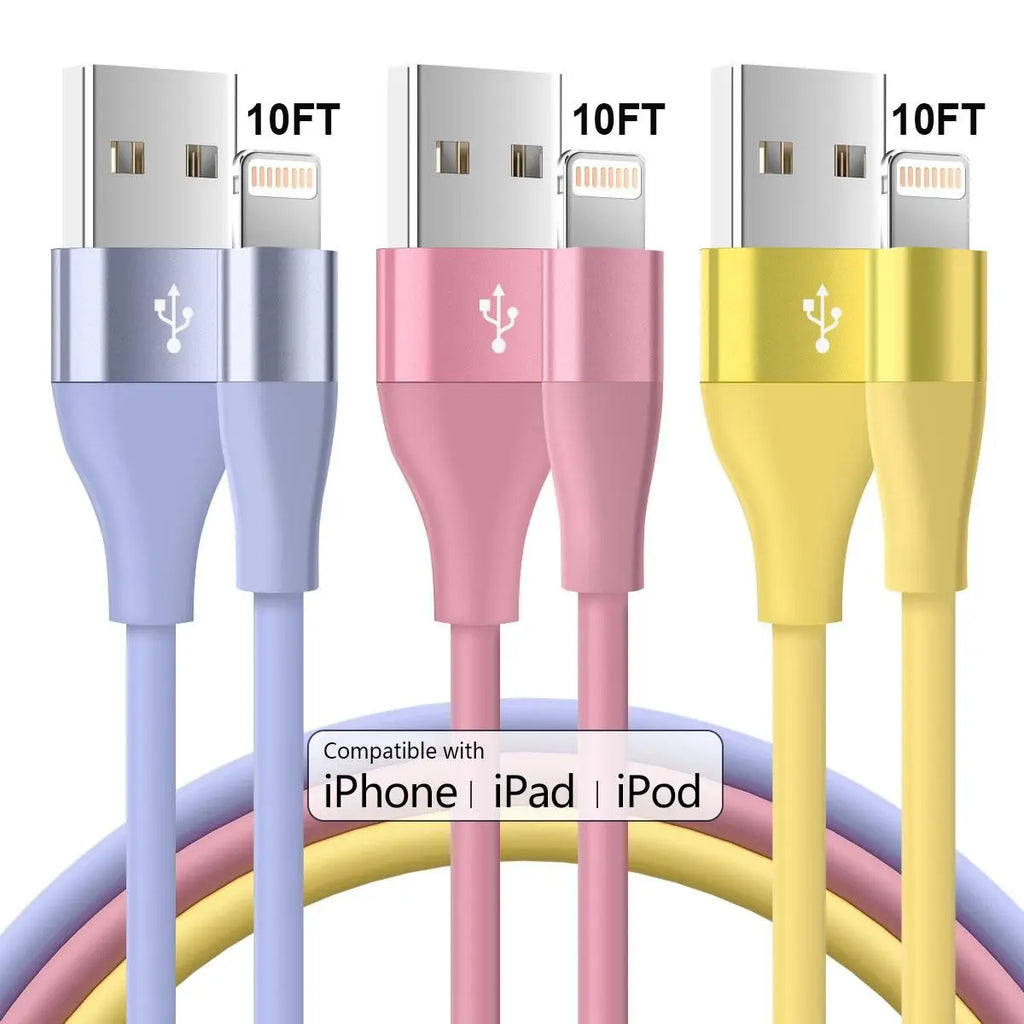 10Ft Fast Charging Data Cable, [Apple Mfi Certified] USB-A for Lightning Connector Fast Charging Data Cable, Phone Accessories Compatible with Iphone 14 13 12 11 Pro Max XR XS X 8 7 6 plus SE Ipad Mini