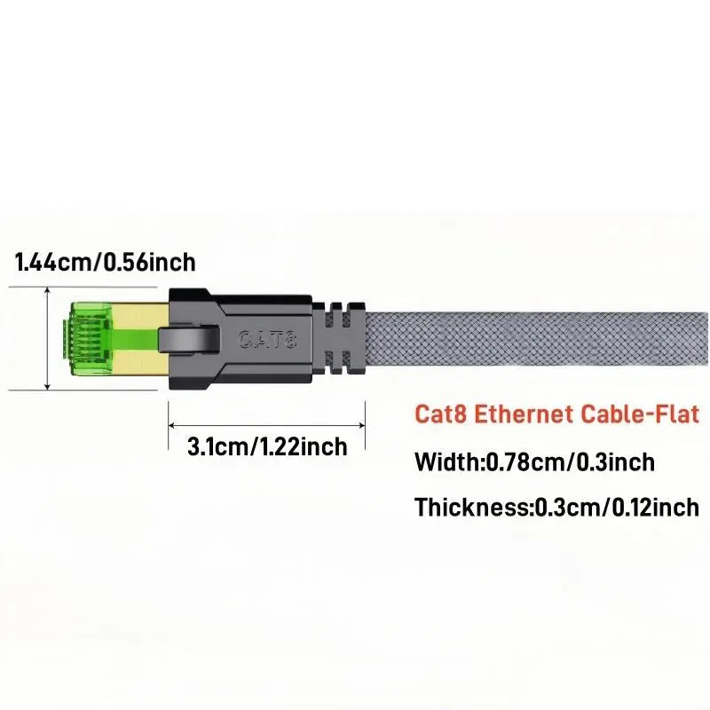 Cat 8 Ethernet Cable, High-Speed Braided 40Gbps 2000 Mhz Network Cord, Heavy Duty LAN Cable for Gaming PC, PS5, Xbox, Modem and Router #GLOBAL PICKS