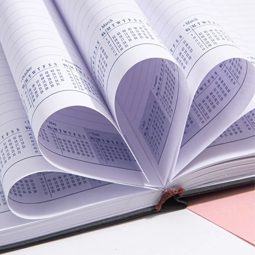 A5 PU Leather Cover Notebook, Weekly & Monthly Planner Diary, School Agenda Organizer, Learning Office Supplies, Multilingual Inner Pages