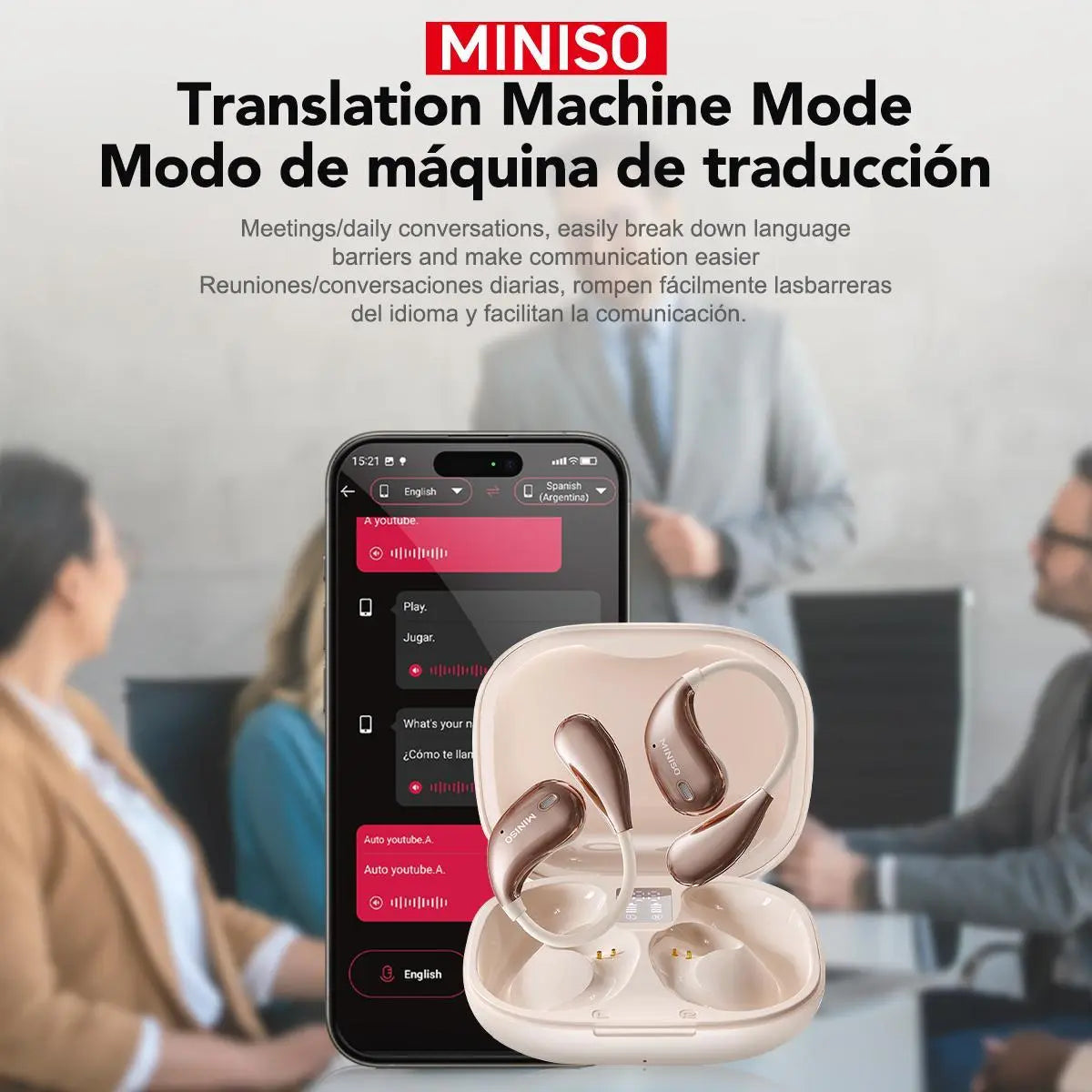 MINISO X33 Translation Wireless Earbuds, Open-Ear BT 6.0 Headset, Supports 134 Languages, Real-Time Translation Headset (App Required), Gaming BT Earphones with Hi-Fi Sound, Compatible with Android & Ios, True Wireless Earbuds