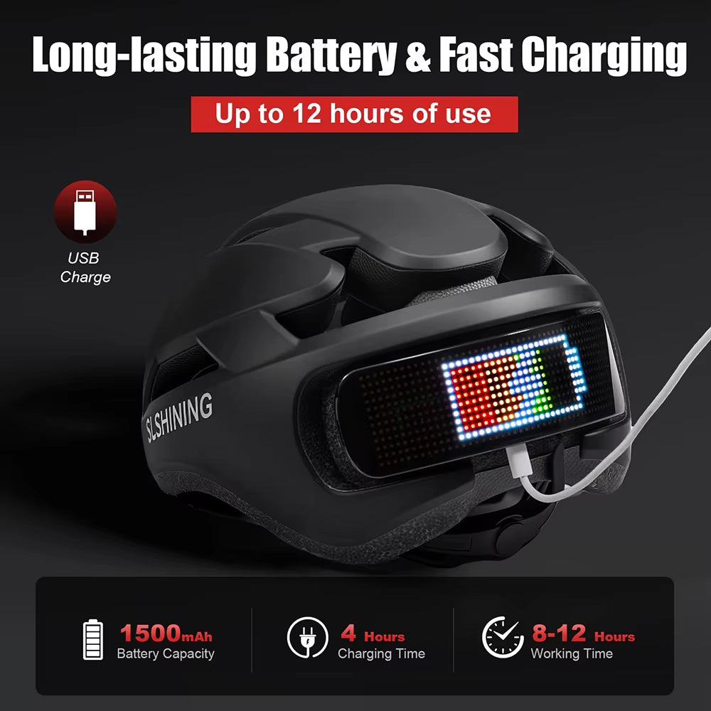 LED Bike Helmet with LED Display Screen Taillight Smart APP Control Bicycle Helmet Road MTB Cycling Helmets