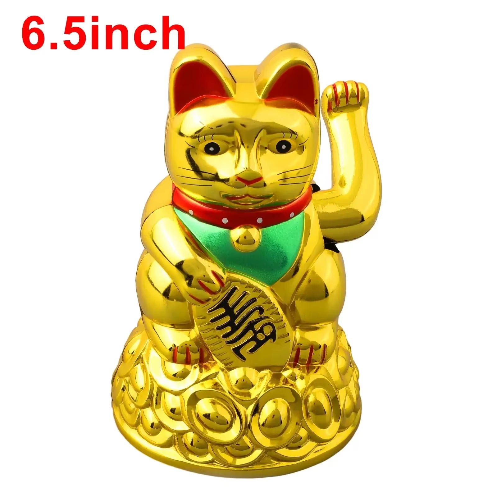 For Electric Waving Hand Ingot Lucky Cat Chinese Lucky Waving Cat Beckoning Maneki Neko Gold Fortune Feng Shui a Golden Stand
