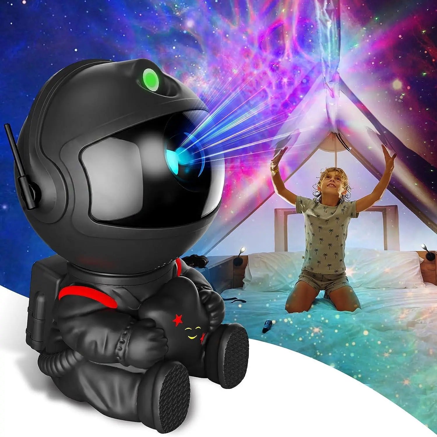 Astronaut Projector Night Light with Remote Control, 1 Count Galaxy Projection Light, Star Projector for Bedroom Playroom Home Theater Ceiling Room
